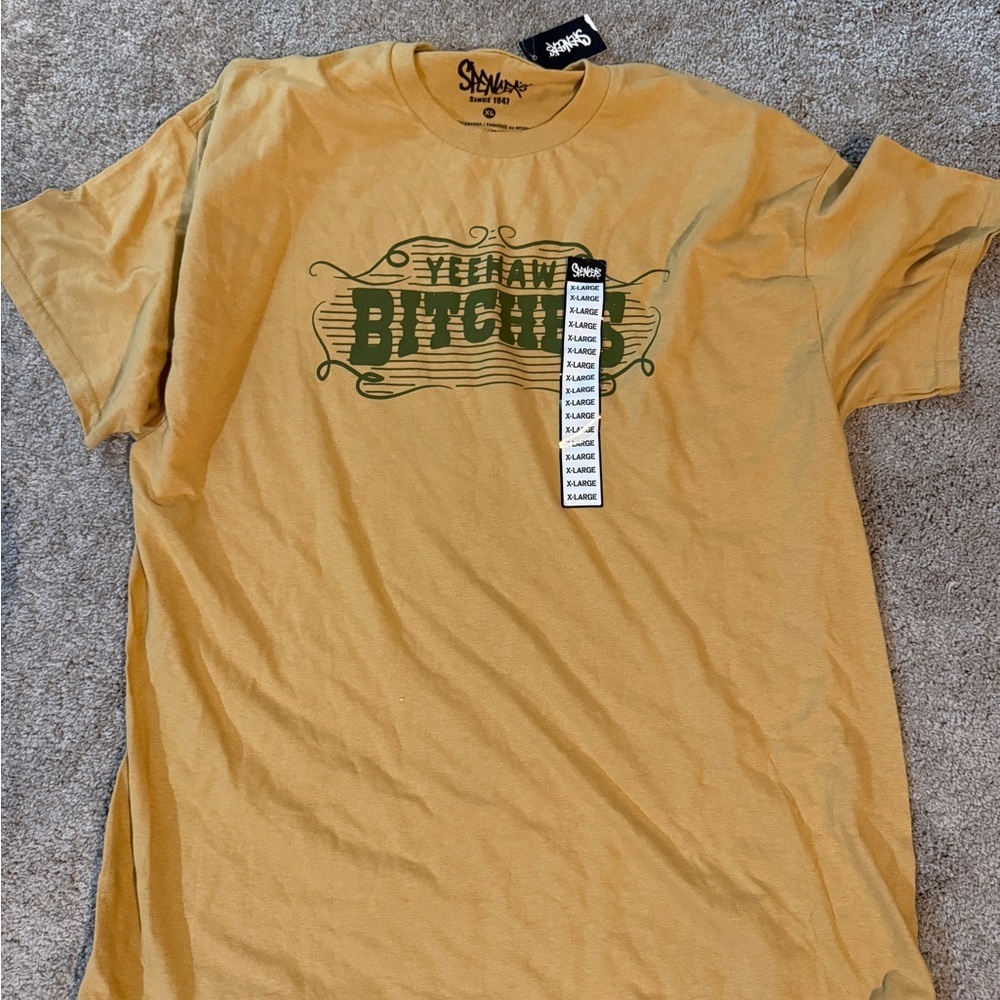 Spencer's Tan Graphic Tee with Green Print NWT